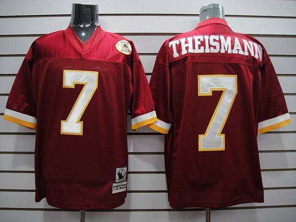 Mitchell And Ness Redskins #7 Joe Theismann Red With 50TH Anniversary Stitched Jersey