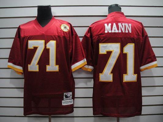 Mitchell And Ness Redskins #71 Charles Mann Red Stitched Throwback Jersey