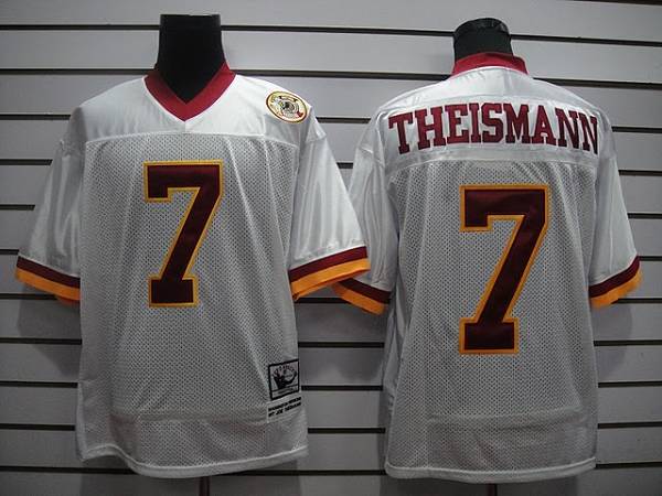 Mitchell And Ness Redskins #7 Joe Theismann White With 50TH Anniversary Stitched Jersey