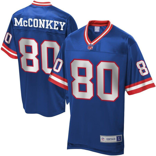 New York Giants #80 Phil McConkey Mitchell Ness Blue Throwback Stitched Jersey