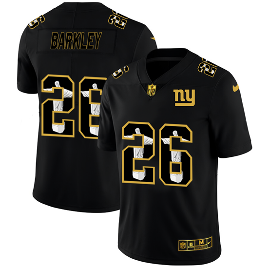New York Giants #26 Saquon Barkley 2020 Black Jesus Faith Edition Limited Stitched Jersey