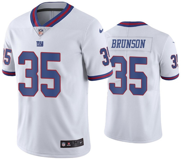 New York Giants #35 T.J. Brunson 2020 White Color Rush Stitched Jersey