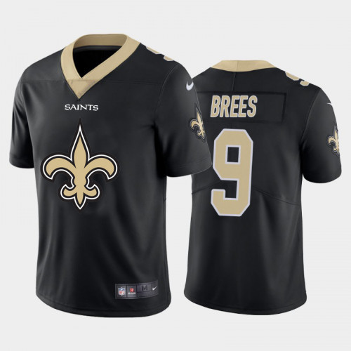 New Orleans Saints #9 Drew Brees Black 2020 Team Big Logo Limited Stitched Jersey