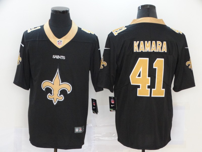 New Orleans Saints #41 Alvin Kamara Black 2020 Team Big Logo Limited Stitched Jersey