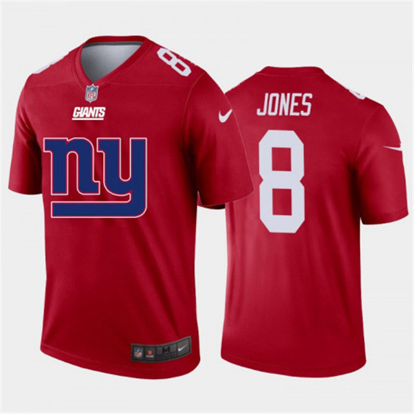 New York Giants #8 Daniel Jones Red 2020 Team Big Logo Inverted Legend Stitched Jersey