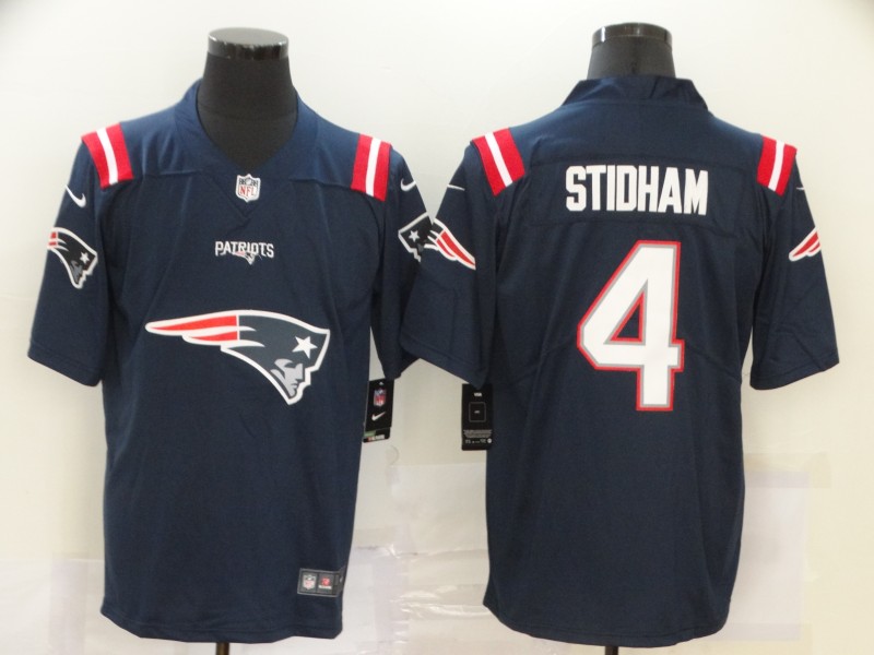 New England Patriots Navy #4 Jarrett Stidham Team Big Logo Limited Stitched Jersey