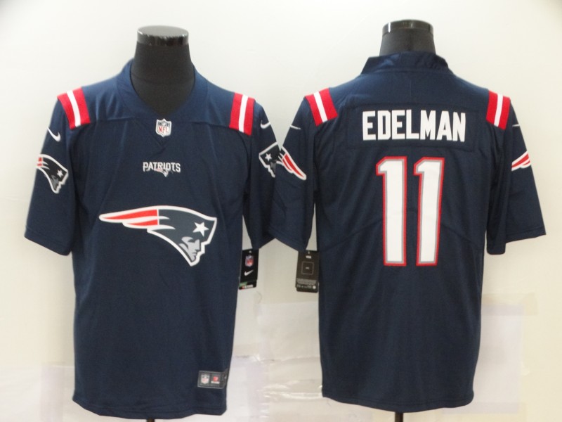 New England Patriots Navy #11 Julian Edelman Team Big Logo Limited Stitched Jersey