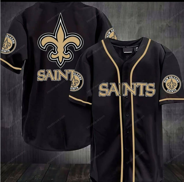 New Orleans Saints Black Stitched Baseball Jersey