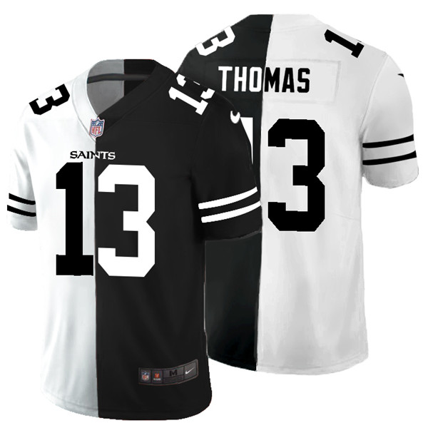 New Orleans Saints #13 Michael Thomas Black White Split 2020 Stitched Jersey