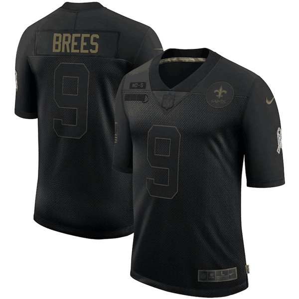 New Orleans Saints #9 Drew Brees 2020 Black Salute To Service Limited Stitched Jersey