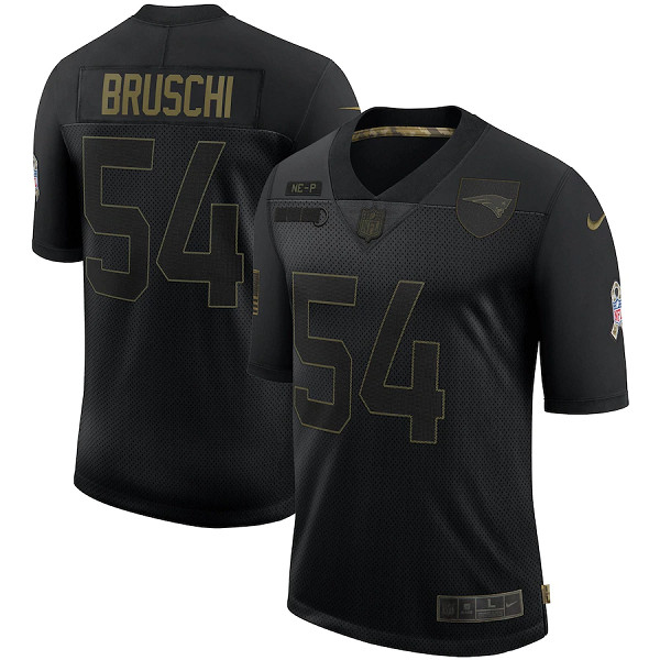 New England Patriots #54 Tedy Bruschi 2020 Black Salute To Service Limited Stitched Jersey