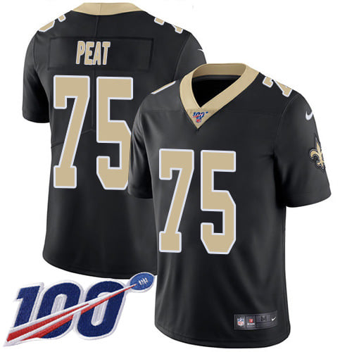 New Orleans Saints #75 Andrus Peat 100th Season Black Vapor Untouchable Limited Jersey