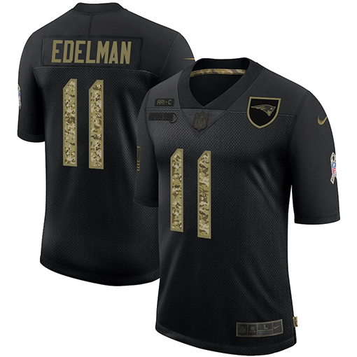 New England Patriots #11 Julian Edelman 2020 Black Camo Salute To Service Limited Stitched Jersey