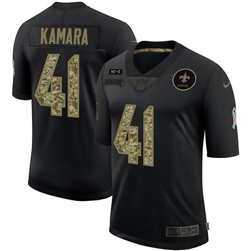 New Orleans Saints #41 Alvin Kamara 2020 Black Camo Salute To Service Limited Stitched Jersey
