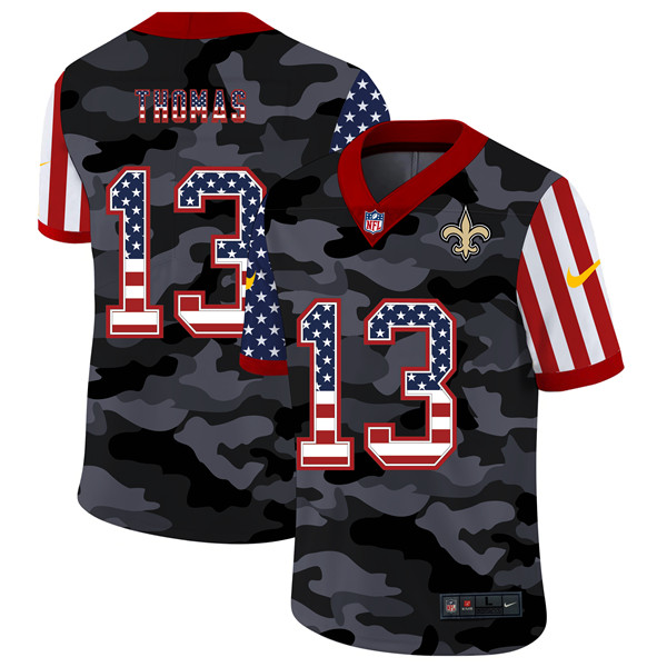 New Orleans Saints #13 Michael Thomas 2020 Camo USA Flag Limited Stitched Jersey