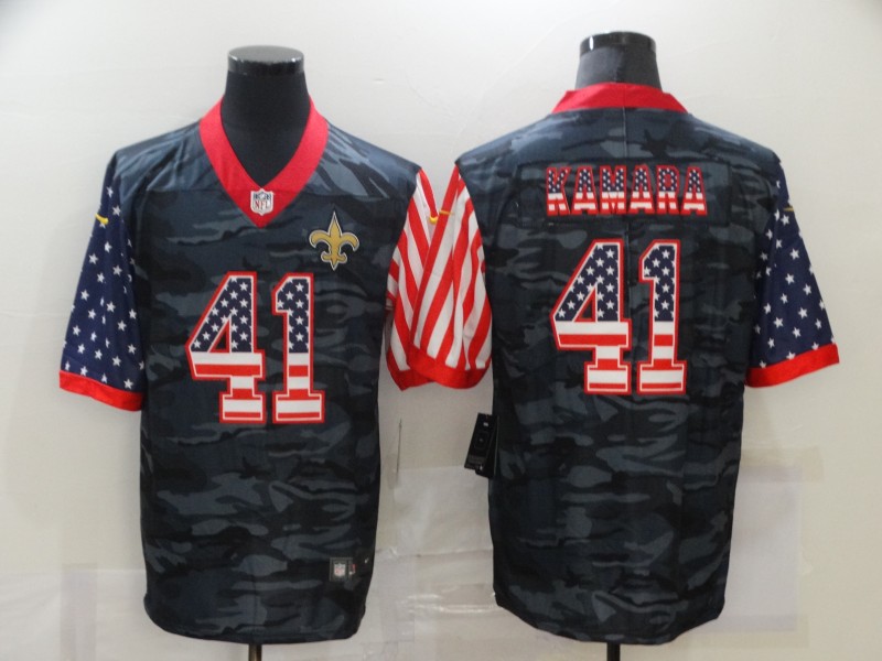 New Orleans Saints #41 Alvin Kamara 2020 Camo USA Flag Limited Stitched Jersey