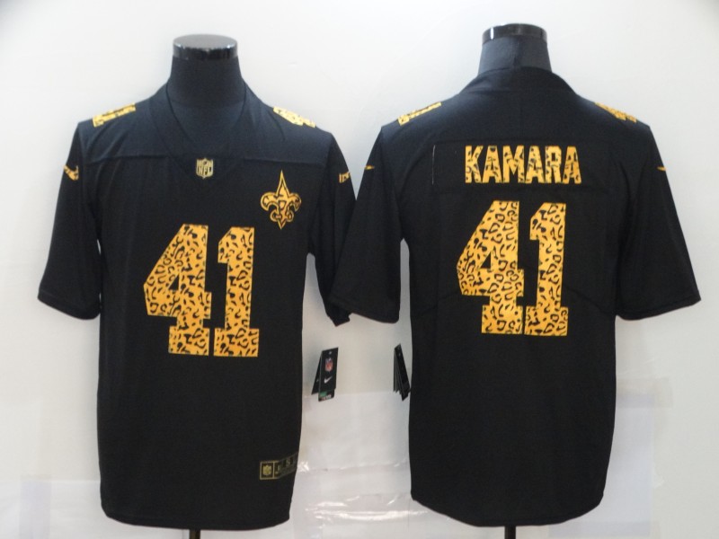 New Orleans Saints #41 Alvin Kamara 2020 Black Leopard Print Fashion Limited Stitched Jersey