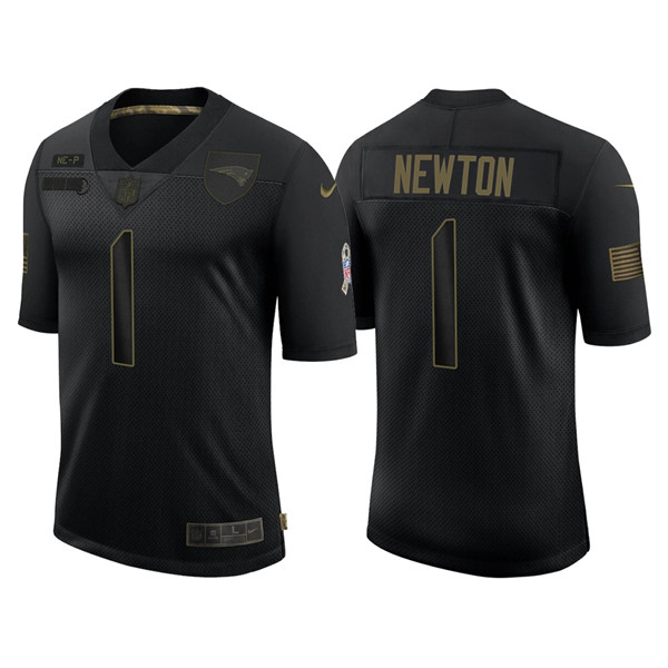 New England Patriots #1 Cam Newton 2020 Black Salute To Service Limited Stitched Jersey