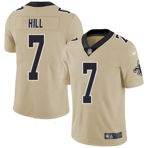 New Orleans Saints #7 Taysom Hill Gold Inverted Legend Stitched Jersey