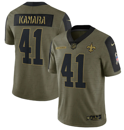 New Orleans Saints #41 Alvin Kamara 2021 Olive Salute To Service Limited Stitched Jersey