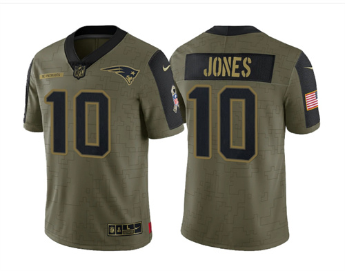 New England Patriots #10 Mac Jones 2021 Olive Salute To Service Limited Stitched Jersey
