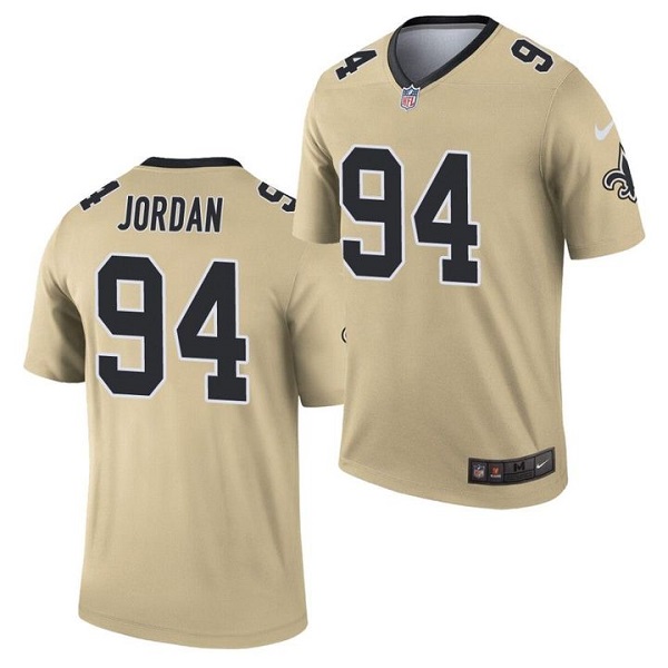 New Orleans Saints #94 Cameron Jordan 2021 Gold Inverted Legend Stitched Jersey
