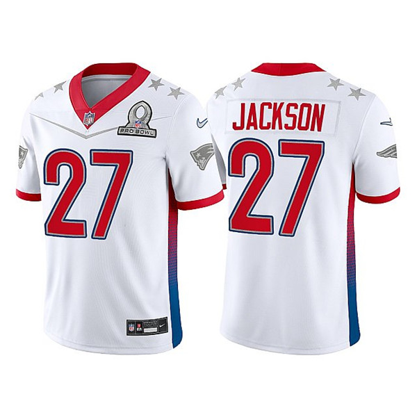 New England Patriots #27 J.C. Jackson 2022 White Pro Bowl Stitched Jersey