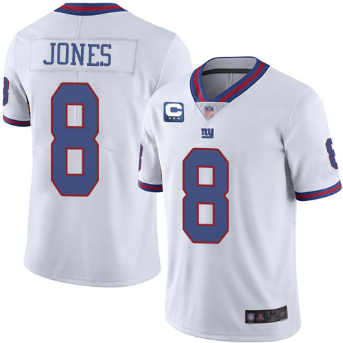 New York Giants 2022 #8 Daniel Jones White With 3-Star C Patch Stitched Jersey