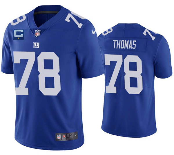 New York Giants #78 Andrew Thomas Blue With C Patch Vapor Untouchable Limited Stitched Jersey