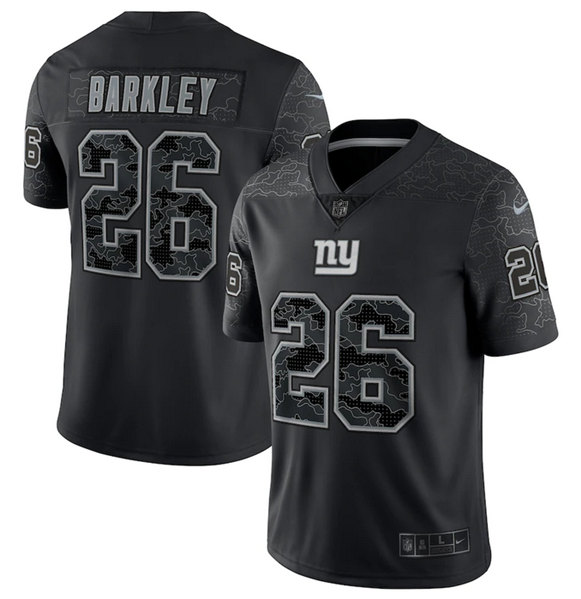 New York Giants #26 Saquon Barkley Black Reflective Limited Stitched Football Jersey