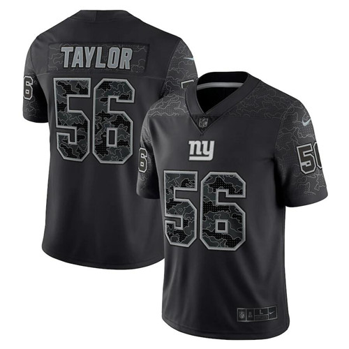 New York Giants #56 Lawrence Taylor Black Reflective Limited Stitched Football Jersey