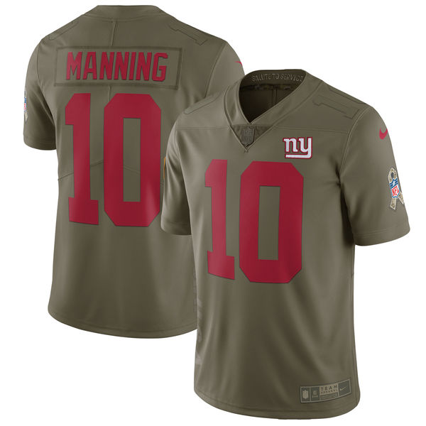 New York Giants #10 Eli Manning Olive Salute To Service Limited Stitched Nike Jersey
