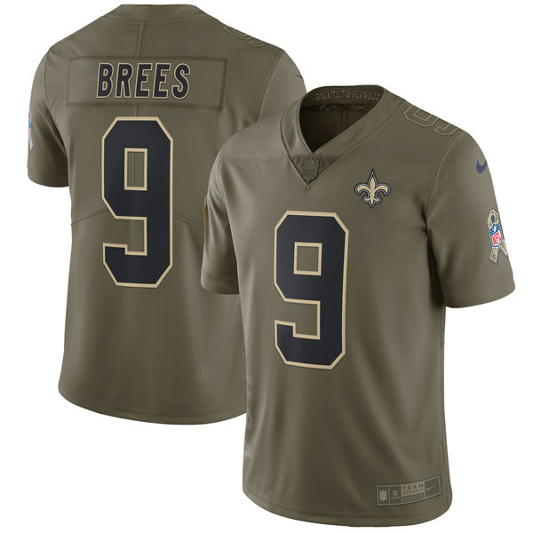 New Orleans Saints #9 Drew Brees Olive Salute To Service Limited Stitched Nike Jersey