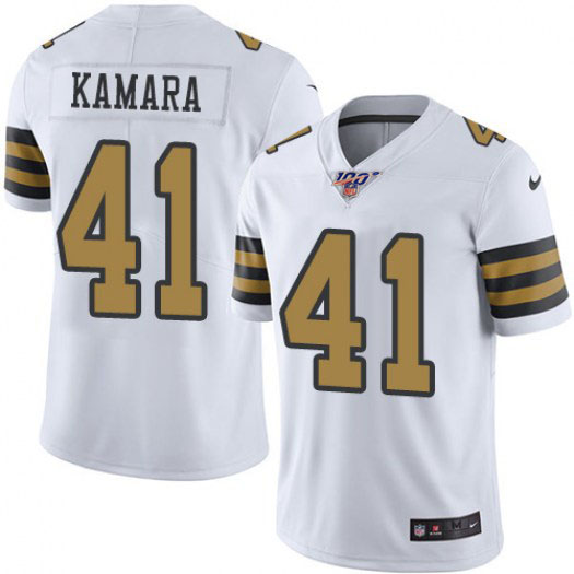 New Orleans Saints #41 Alvin Kamara White 2019 100th Season Color Rush Limited Stitched Jersey
