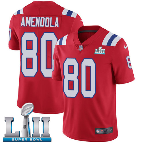 New England Patriots #80 Danny Amendola Red Super Bowl LII Bound Game Jersey