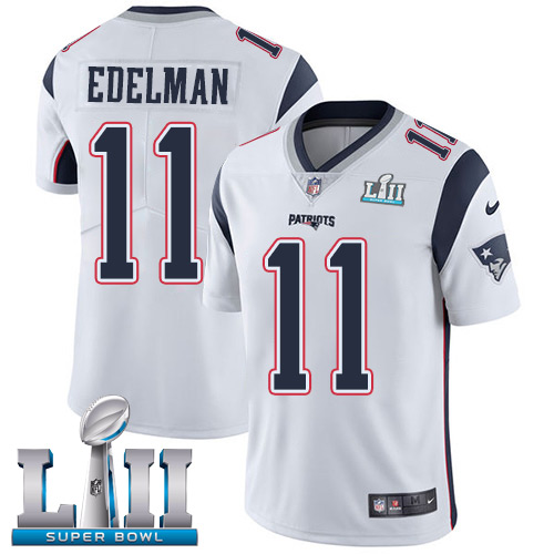 New England Patriots # 11 Julian Edelman White Super Bowl LII Bound Game Jersey