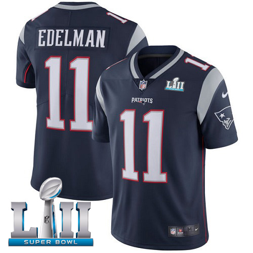New England Patriots # 11 Julian Edelman Black Super Bowl LII Bound Game Jersey
