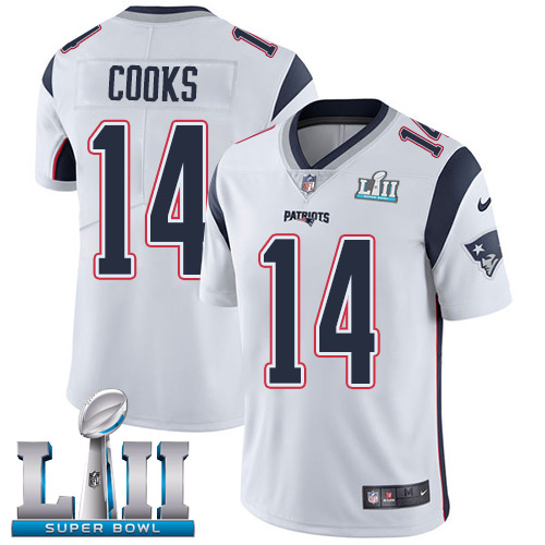 New England Patriots # 14 Brandin Cooks White Super Bowl LII Bound Game Jersey