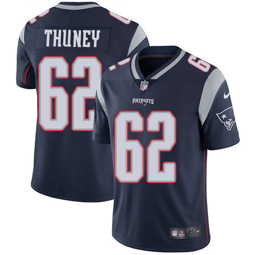 New England Patriots #62 Joe Thuney Navy Blue Vapor Untouchable Limited Stitched Jersey