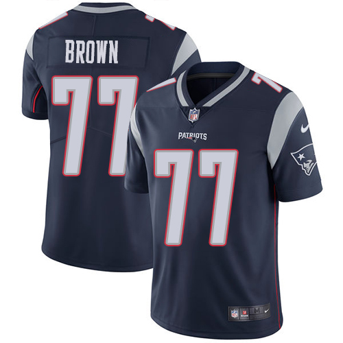 New England Patriots #77 Trent Brown Navy Blue Vapor Untouchable Limited Stitched Jersey