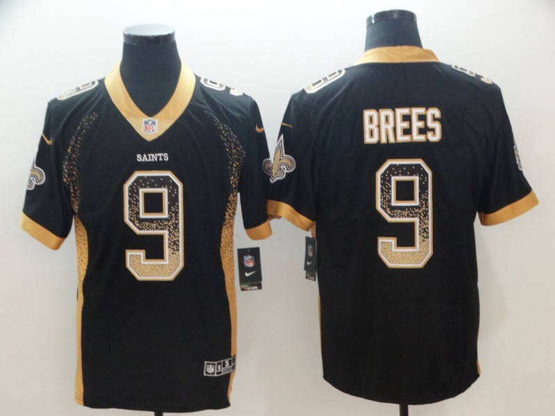 New Orleans Saints #9 Drew Brees Black 2018 Drift Fashion Color Rush Limited Stitched Jersey