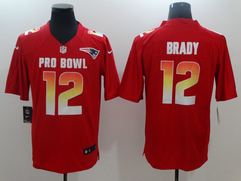 New England Patriots #12 Tom Brady Red 2019 Pro Bowl Game Jersey