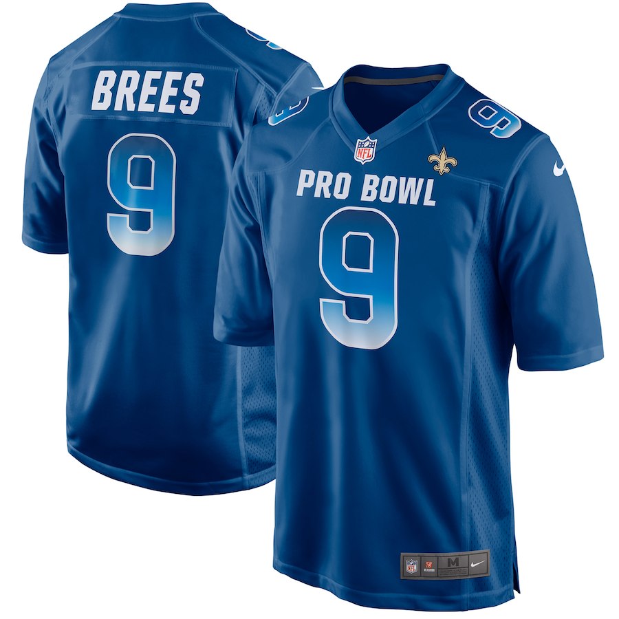 New Orleans Saints #9 Drew Brees Royal 2019 Pro Bowl Game Jersey