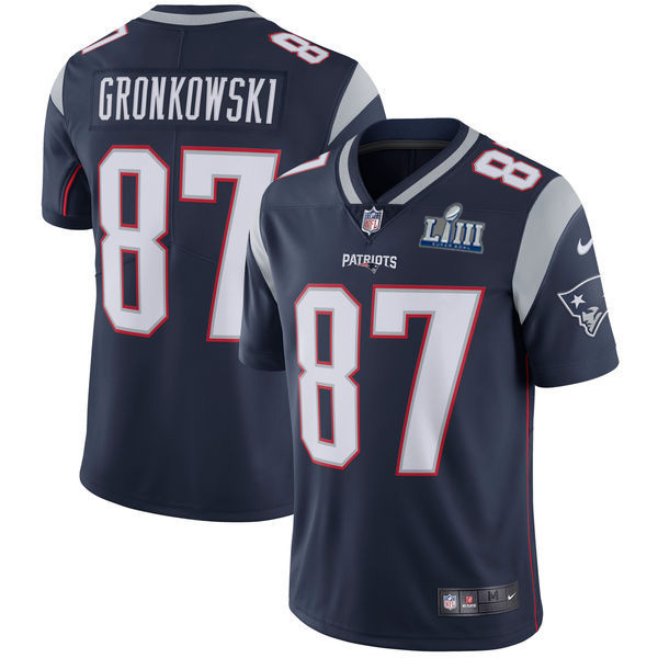 New England Patriots #87 Rob Gronkowski Navy BlueSuper Bowl LIII Bound Vapor Untouchable Limited Stitched Jersey