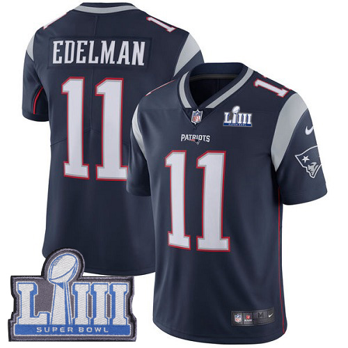 New England Patriots #11 Julian Edelman Navy Blue Super Bowl LIII Bound Vapor Untouchable Limited Stitched Jersey