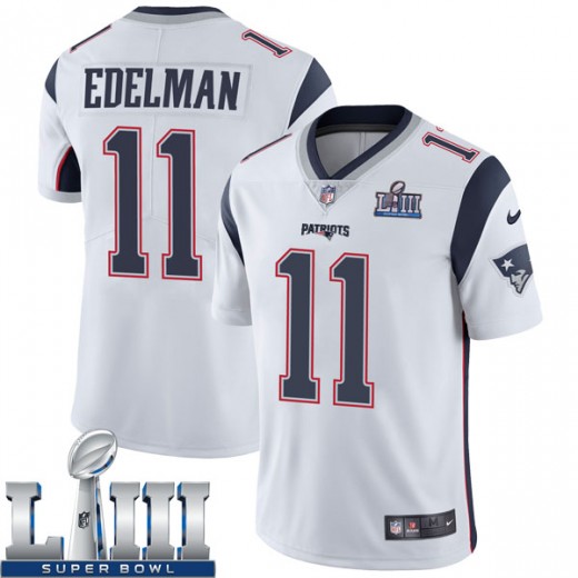 New England Patriots #11 Julian Edelman White Super Bowl LIII Vapor Untouchable Limited Stitched Jersey