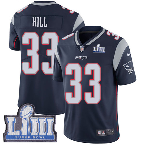 New England Patriots #33 Jeremy Hill Navy Navy Blue Super Bowl LIII Vapor Untouchable Limited Stitched Jersey