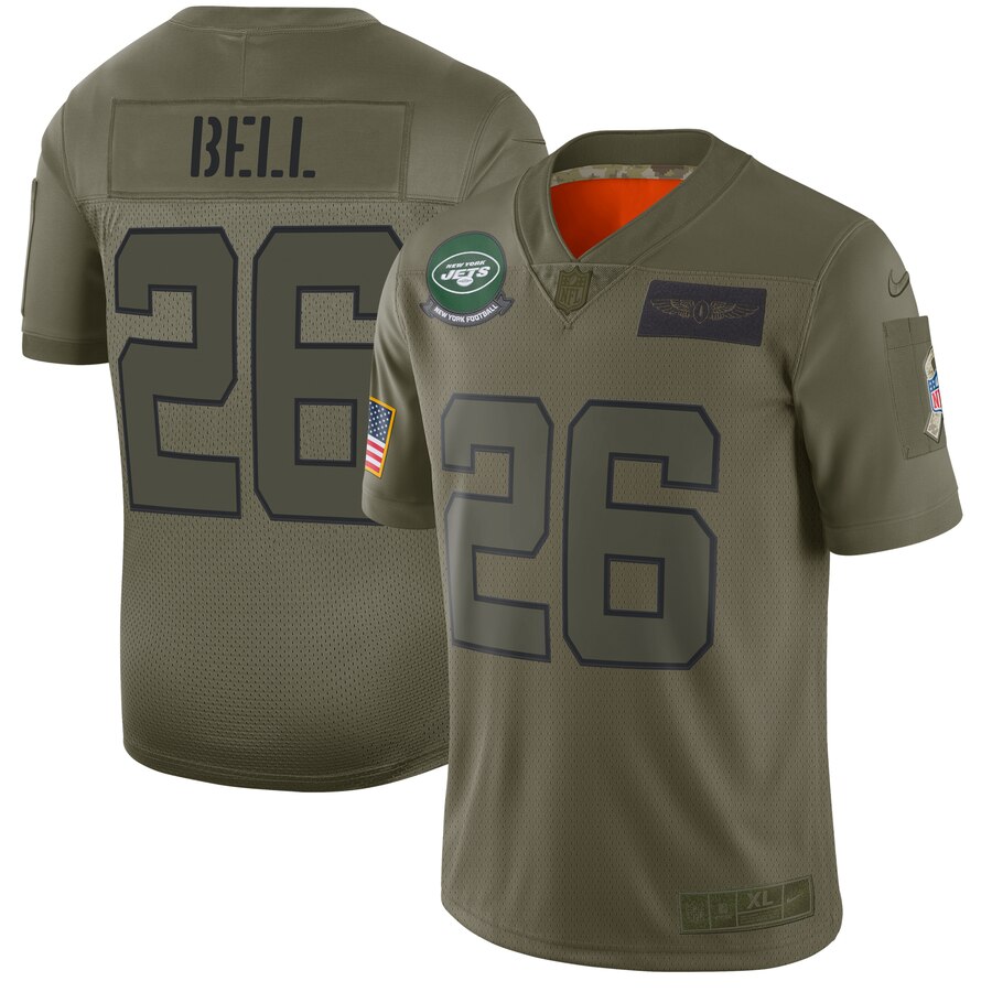 New York Jets #26 Le'Veon Bell 2019 Camo Salute To Service Limited Stitched Jersey.