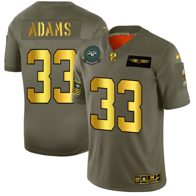 New York Jets #33 Jamal Adams 2019 Olive Gold Salute To Service Limited Stitched Jersey