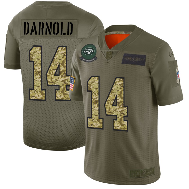 New York Jets #14 Sam Darnold 2019 Olive Camo Salute To Service Limited Stitched Jersey